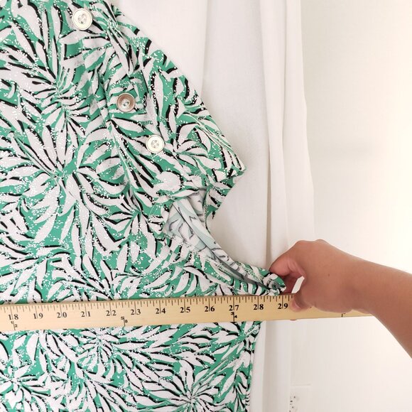 Emily Daniels Multicolor Green Floral Design Stretchy Shiny Flakes Plus Size 3X - Picture 2 of 15